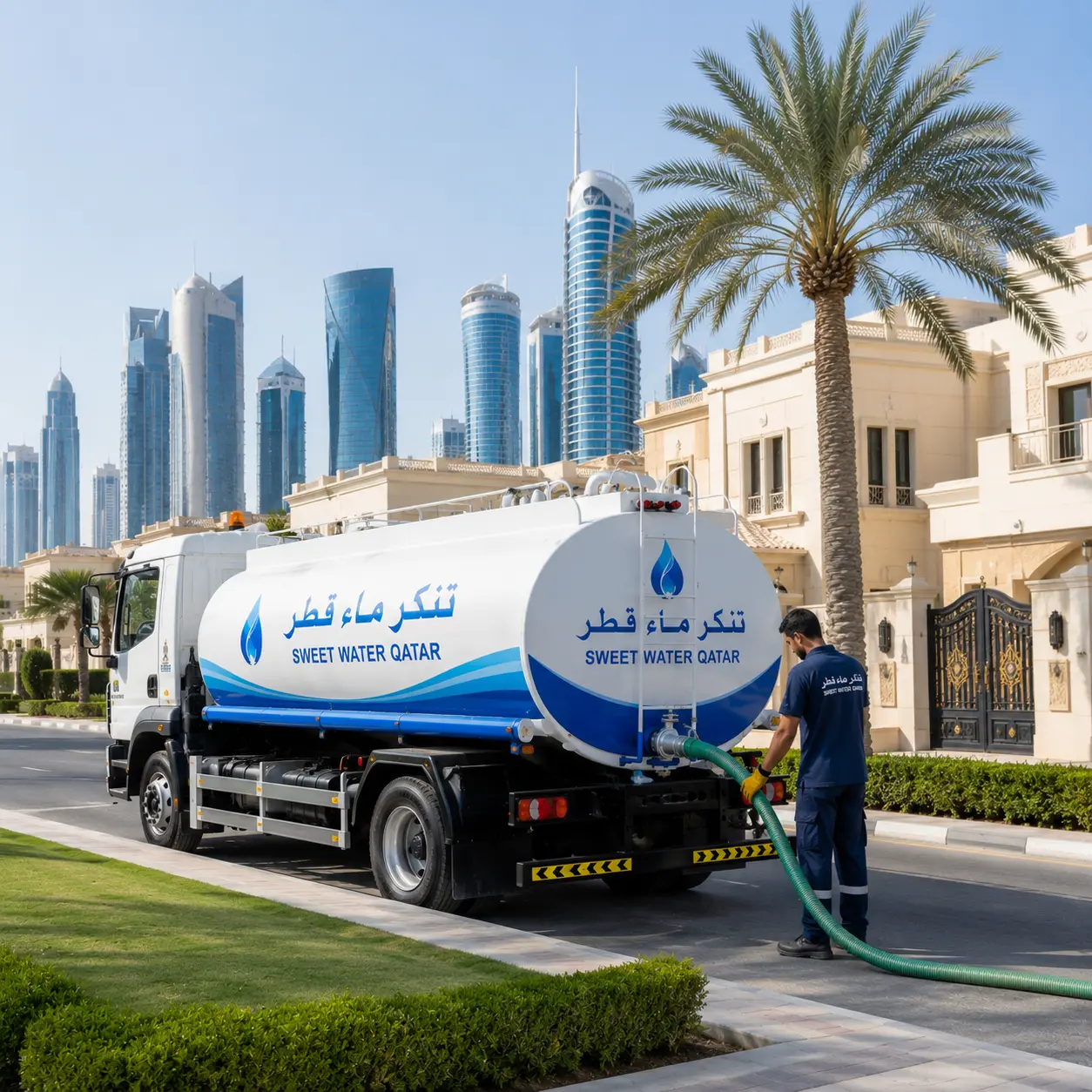 تنكر ماء قطر يقدم خدمات توصيل المياه العذبة النظيفة للمنازل والشركات والمشاريع في جميع أنحاء قطر باستخدام أسطول حديث وفريق محترف.